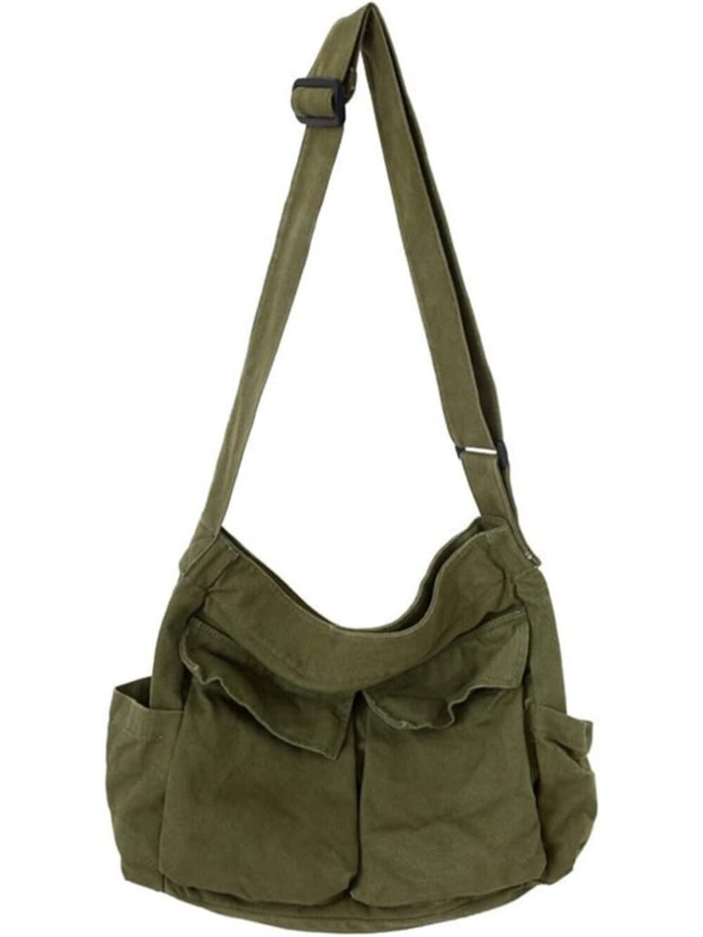 Women's Green Travel Canvas Zipper Crossbody Shoulder Laptop Bag